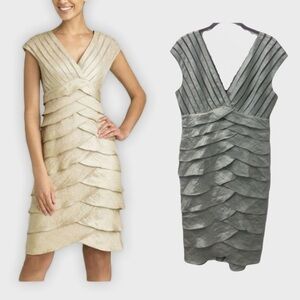 Adrianna Papell Shutter Pleat Satin Dress green